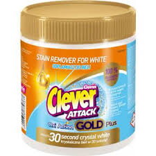 Odstraňovač škvŕn Clever Attack Gold plus na biele prádlo 730 g